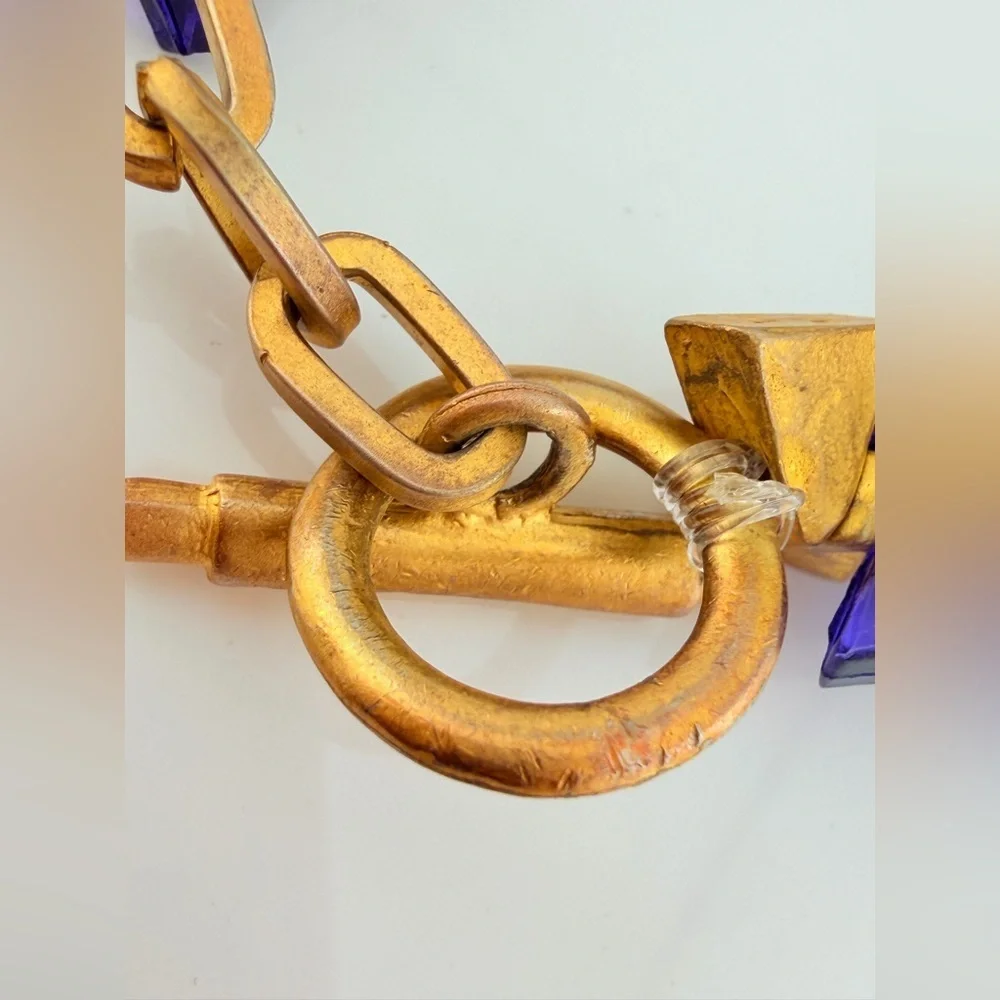 Vintage Biche De Bere vintage gold and blue resin bracelet